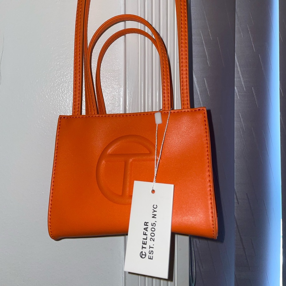 Orange Telfar Small shopping Bag